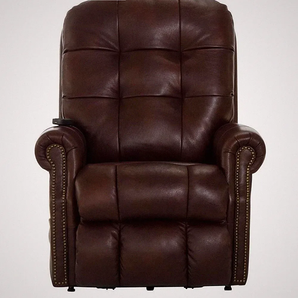 Bowery Hill Brown Leather Power Lift Lay Flat Recliner with Heat & Massage