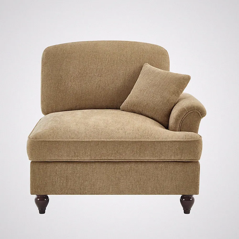 Chenille Sofa w/ Detachable Ruffles Skirt & Pillow, Light Coffee, 1-Seat