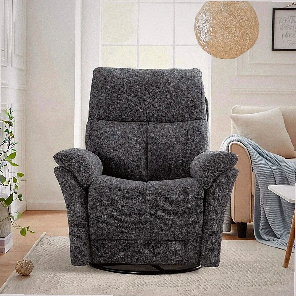 Dark Gray Swivel Rocker Recliner Arm Chair Lazy Armchair Nursery Recliners Grey