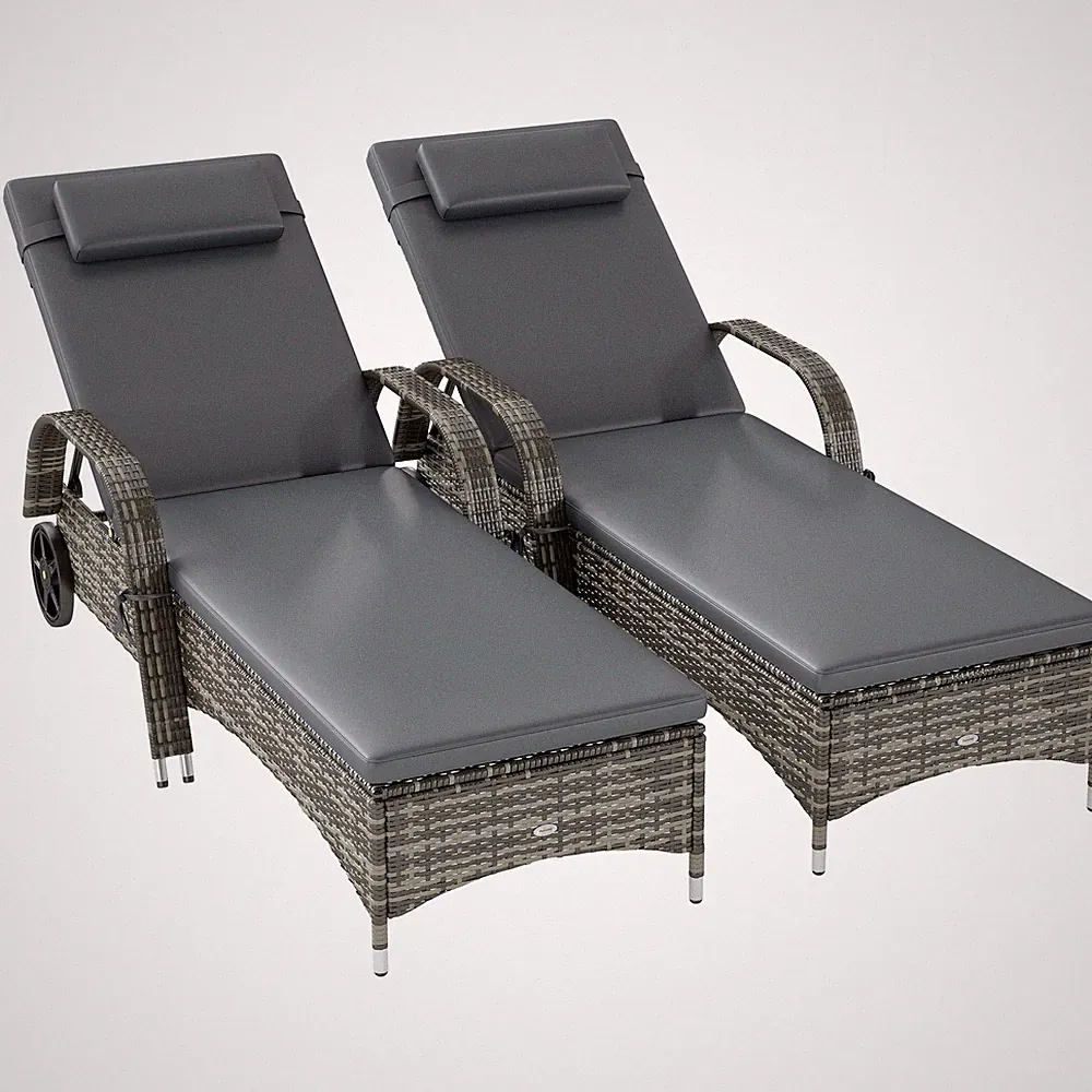 Durable Steel Frame Chaise, Reclining Backrest, 76.8in, Wheels, 265lb