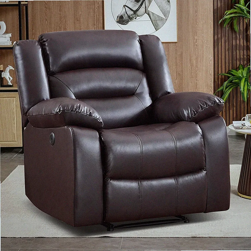 EBELLO Faux Leather Power Recliner Chair Electric Overstuffed Reclining Chair