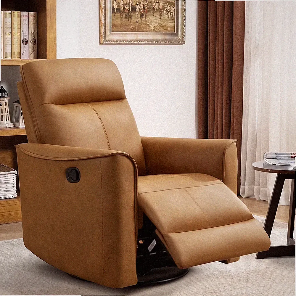EBELLO Swivel Rocker Recliner Chair Leathaire Manual Swivel Glider Recliner Sofa