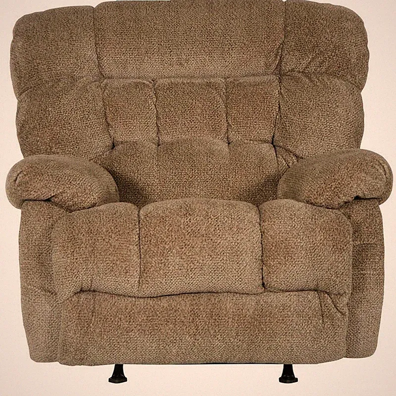Johnson Chaise Rocker Recliner in Chateau Brown Polyester Fabric