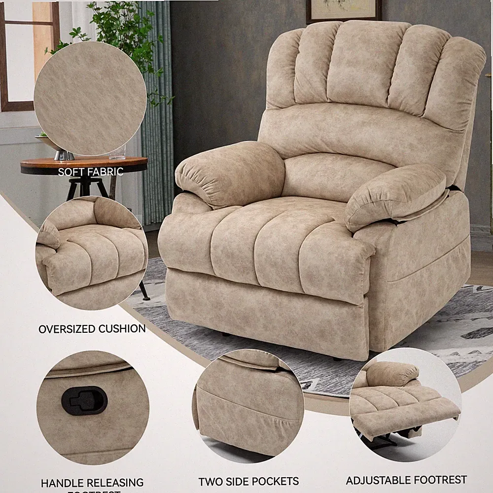 Large Grand Manual Recliner Chair Oversized Rocking Chair, Overstuffed Sofa Home