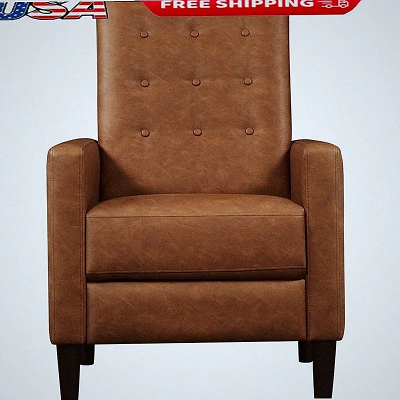 Modern Tufted Faux Leather Manual Recliner Sofa W/ Adjustable Footrest New