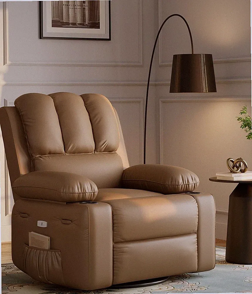 Oversized Electric Recliner, Swivel w Massage Heat,Remote Control & Lounge Chair