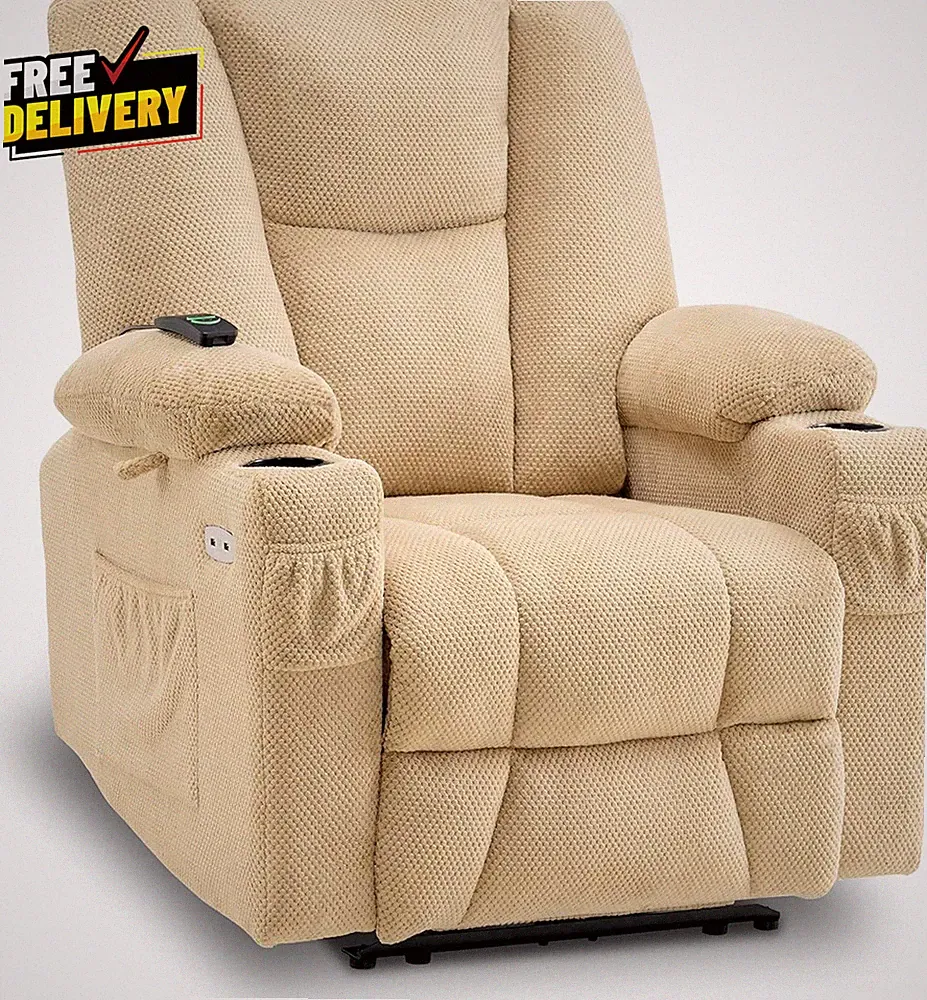 Zero Gravity Power Recliner Chair w Heat Vibration Massage USB Type-C Cup Holder